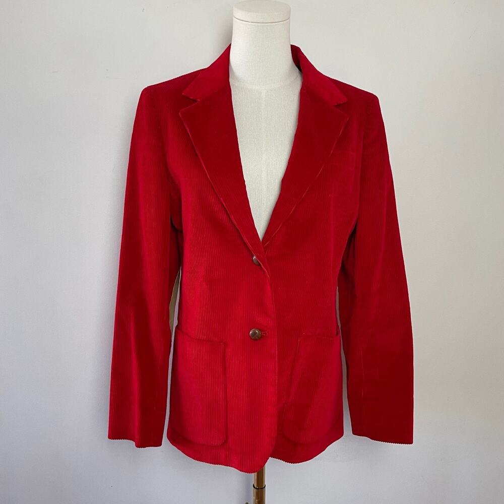 Jones New York Corduroy Blazer‎ Sz Small Red Preppy Academia Timeless Old Money